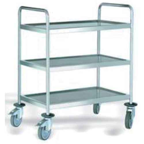 Guéridon En Inox Soudé Avec Poignée 3 Plateaux 600x400 Mm