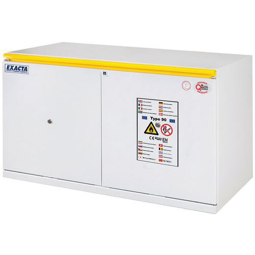 Exacta - Armoire de sécurité anti-feu 90 min - 2 portes battantes - Gris clair - 30L - Stockage produits dangereux