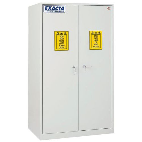Exacta - Armoire de sécurité haute anti-corrosion 2 portes 100L Gris clair - Traitement antibactérien - Fermeture à clé
