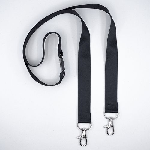 Tour De Cou Recyclé Pour Badge Avec Double Mousqueton - Noir