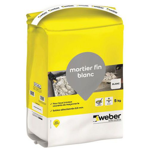 Mortier Fin Pour Maçonnerie Courante - Weber Blanc 5 Kg