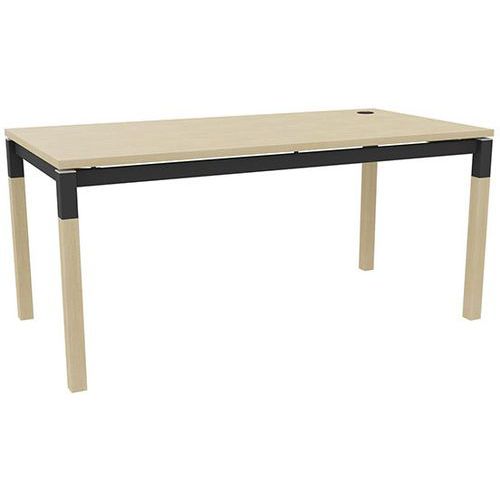 Bureau Droit X4 140cm Chêne / Pied Chêne - Anthracite