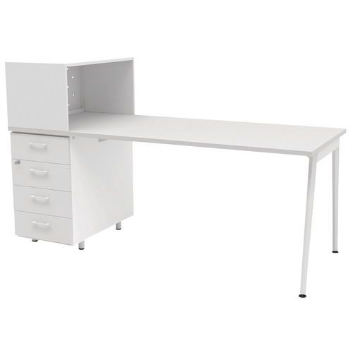 Bureau Home Office + Rgmt Gauche L.100 Cm Blanc/blanc Ara