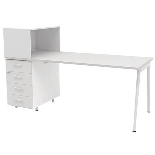 Bureau Home Office + Rgmt Gauche L.160 Cm Blanc/blanc Ara