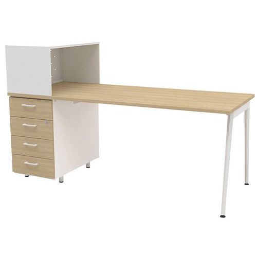 Bureau Home Office + Rgmt Gauche L.140 Cm Chêne/blanc Ara