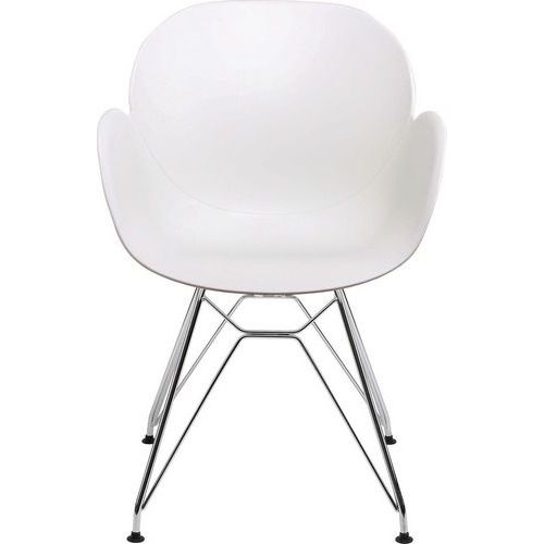 Lot De 2 Chaises Uxsteel 2 Pied Chromé Assise Blanche