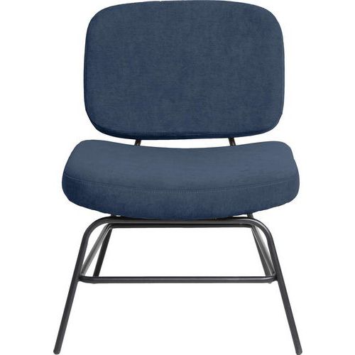 Fauteuil Curve Pied Noir Assise Bleue