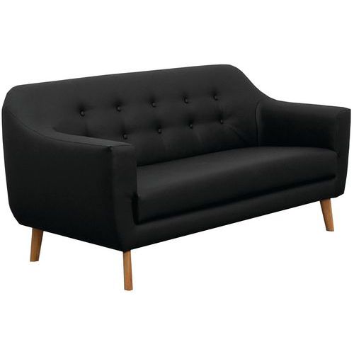 Canapé 3 places Alix enduit PVC noir M1 - Confort et sécurité pour votre salon - 180cm de largeur