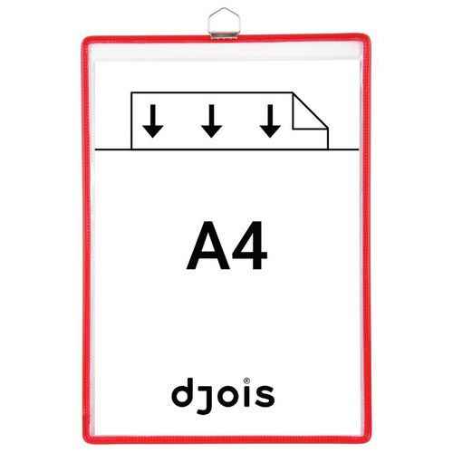 Djois Made By Tarifold - Pochette à anse A4 Portrait Rouge Lot de 10 - PVC Rigide Repositionnable - Lean Management