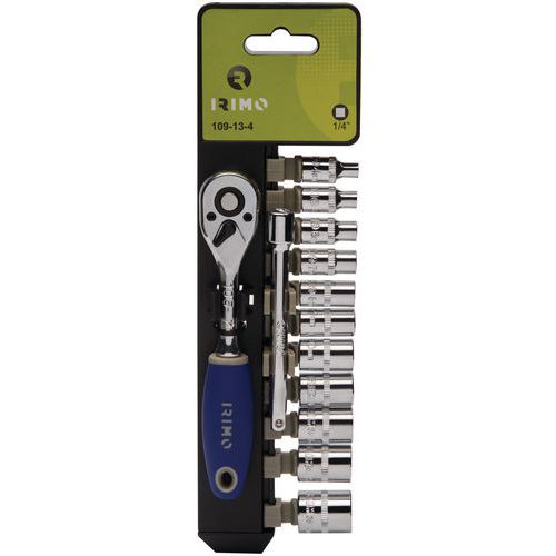 Irimo - Cliquet 1/4" avec 10 douilles 6 pans et rallonge - Outillage à main professionnel