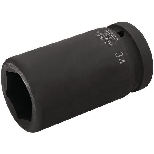 Bahco - Douille à chocs longue 30mm 6 pans phosphatée - Carré 1 pouce - Acier résistant