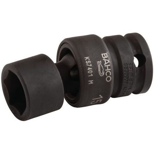 Bahco - Douille articulée à chocs 3/8 6 pans 18mm - Acier phosphaté - Idéal pour travaux mécaniques