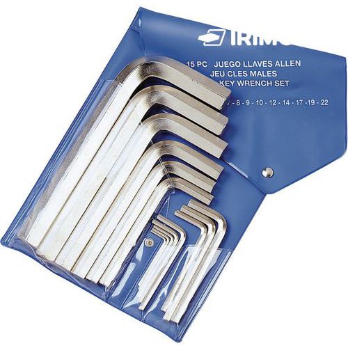 Irimo - Jeu 15 clés 6 pans nickelées métriques - Acier - Étui - Idéal pour tous vos travaux