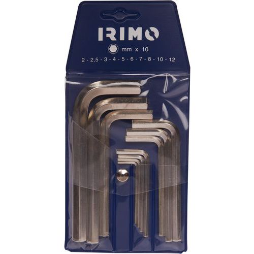 Irimo - Jeu 7 clés 6 pans nickelées métriques - Acier - Étui - Outil de précision
