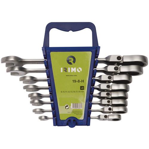 Irimo - Jeu 8 clés mixtes à cliquet tête amovible sur clip - Acier - Module pour servante