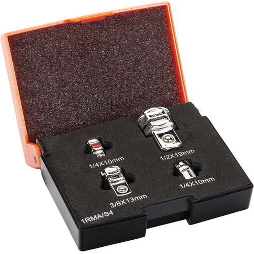 Bahco - Jeu d'adaptateurs pour clés à cliquet 4 pièces - Finition chromée - Acier - Pochette