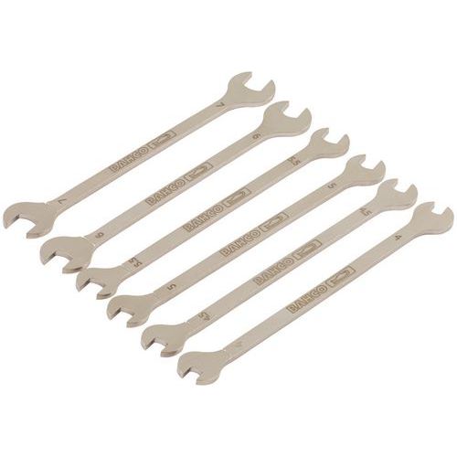 Bahco - Jeu de 6 clés à fourche doubles pour électronique - Acier chromé - Pochette de rangement