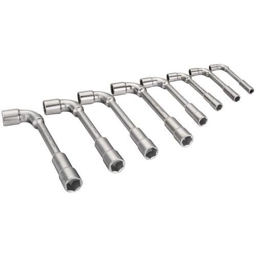 Bahco - Jeu de 8 clés à pipe contre-coudées 6x12 pans - Acier chromé - Idéal pour mécanique
