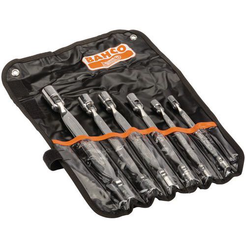 Bahco - Jeu de 6 clés doubles tête articulée - 12 mm max - Acier chromé - Trousse plastique