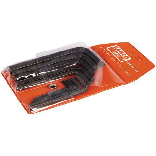 Bahco - Jeu de clés mâles 6 pans phosphatées 2-12mm 11 pièces - Étui - Acier haute résistance
