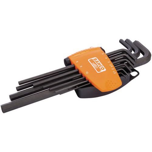 Bahco - Jeu de clés mâles 6 pans longues - 9 pièces - Acier - Idéal pour mécanique