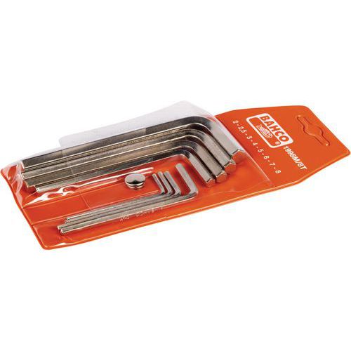 Bahco - Jeu de clés mâles 6 pans nickelées 2-8mm 8 pièces - Étui - Acier haute résistance