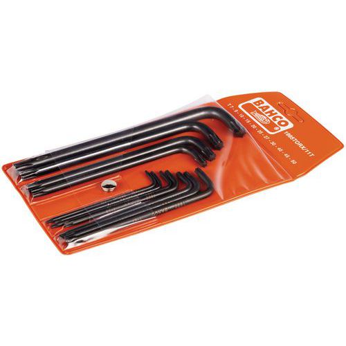 Bahco - Jeu de clés mâles Torx longues T7-T50 11 pièces - Phosphatées Acier - Étui inclus