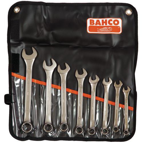 Bahco - Jeu de 8 clés mixtes en pouces - Acier chromé - Pochette - Outillage à main professionnel