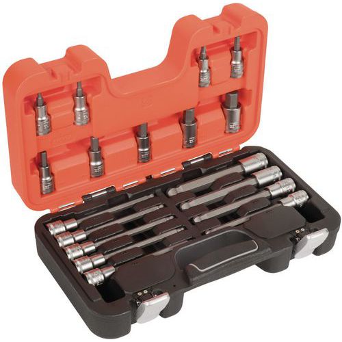 Bahco - Jeu de douilles 1/2 embouts 6 pans 18 pièces - Acier - Outillage à main professionnel