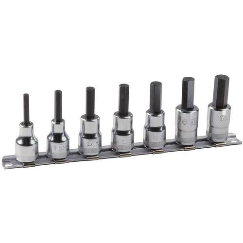 Bahco - Jeu de douilles 3/8 pour vis 6 pans - 7 pièces sur rail - Acier haute résistance - Idéal pour mécanique