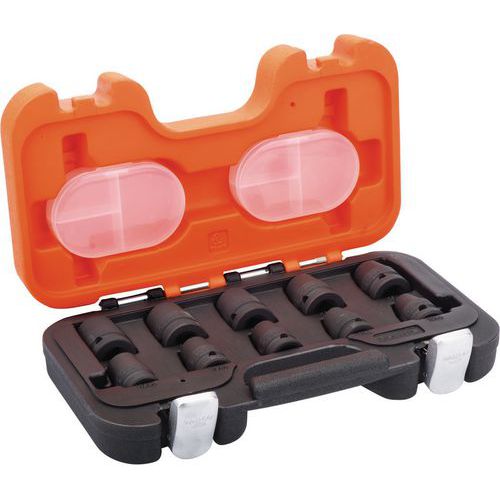 Bahco - Jeu de douilles à chocs 6 pans 1/2 métriques 10 pièces - Coffret 280x160x70mm - Robuste et Durable