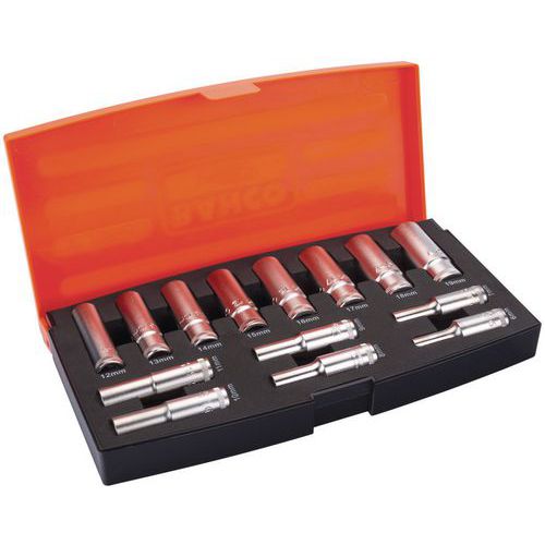 Jeu Douilles Longues 3/8 14 Pièces Coffret