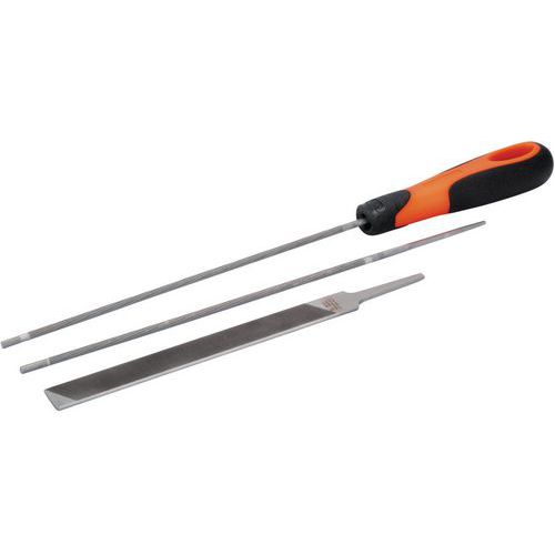 Bahco - Jeu de limes pour tronçonneuse ERGO - 4x200mm - Finition