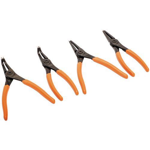 Bahco - Jeu de pinces à circlips intérieurs et extérieurs 4 pièces - Ø 19-60 mm - Longueur 260 mm - Usage serrage