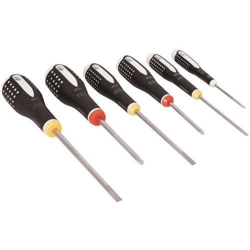 Bahco - Jeu de 6 tournevis ERGO - Acier inoxydable - Fente/Phillips - Boîte de rangement