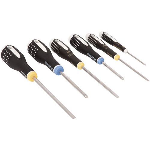Bahco - Jeu de 6 tournevis ERGO isolés 1000V - Acier inoxydable - Fente/Pozidriv - Boîte
