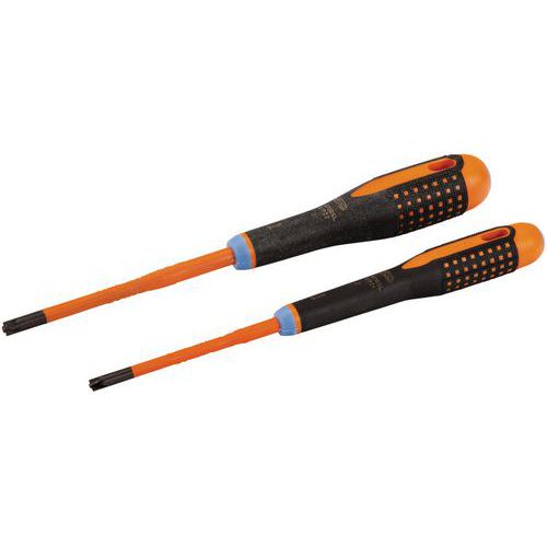 Bahco - Jeu tournevis ERGO Slim isolés VDE - 1000V - Pour tableaux électriques - Noir/Orange