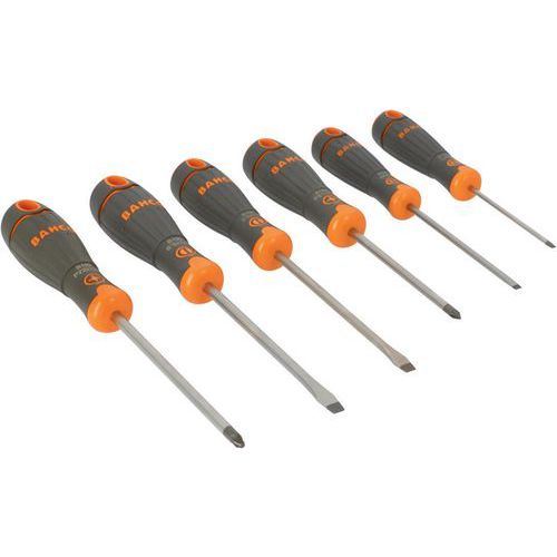 Bahco - Jeu de tournevis Fente/Pozidriv BahcoFIT 6 pièces - Caoutchouc ergonomique - Boîte de rangement