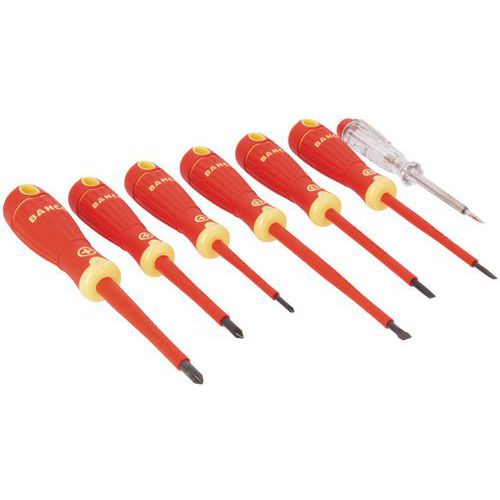 Bahco - Jeu de tournevis isolés et testeur de tension 7 pièces - Isolation 1000V - Pour vissage