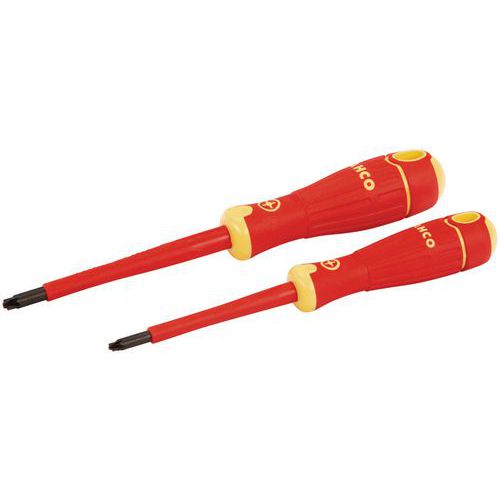 Bahco - Jeu de tournevis isolés 1000V - Pointe Combi Fente/Pozidriv - Usage Vissage