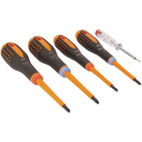 Bahco - Jeu de tournevis ERGO isolés VDE 5 pièces - Pointe Fente PH PZ - Isolation 1000V - Acier - Outillage spécialisé
