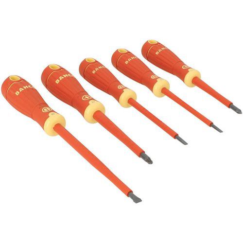 Bahco - Jeu de 5 tournevis isolés 1000V Pozidriv et fente - Usage vissage - Outil professionnel