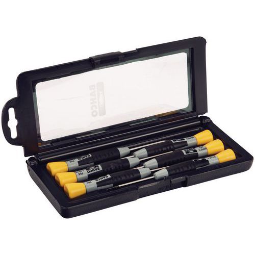 Bahco - Jeu de tournevis de précision - 6 pièces - Pour vis fente 1-2,5mm - Empreinte Philips - Idéal pour travaux fins