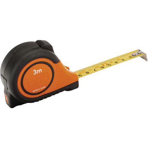 Bahco - Mètre ruban magnétique 3m - Jaune - Précision métrique et pouces - Ruban acier 16mm