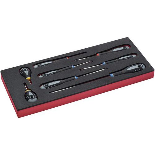 Bahco - Module de tournevis 8 pièces - Pour vis fente, Phillips, Pozidriv - Rangement d'outils