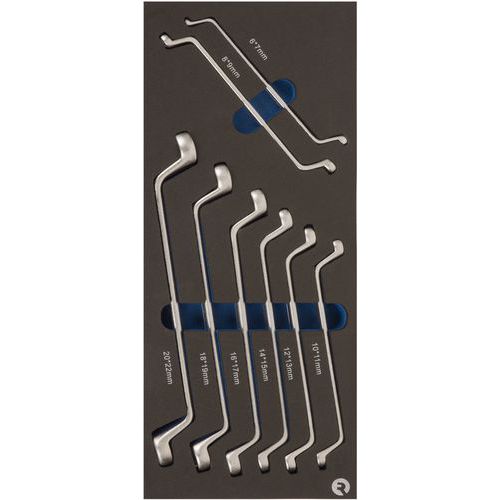 Irimo - Mousse 1/3 Clés Polygonales Doubles Contre Coudées 8 Pièces - Rangement Outils - Caisse et Sac