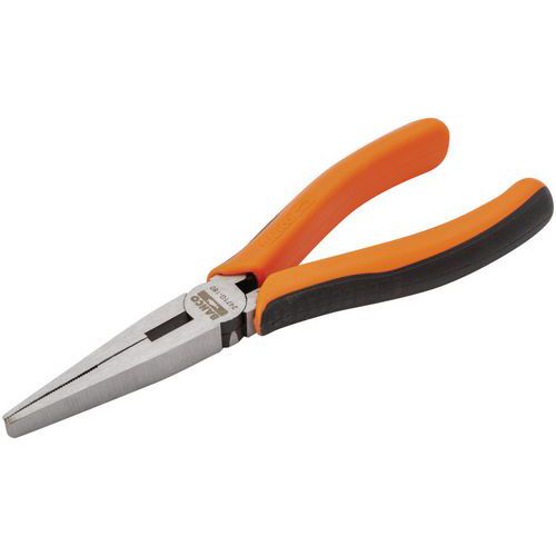 Bahco - Pince bec plat long 165mm - Poignée bimatière vernie - Serrage précis - Outillage à main
