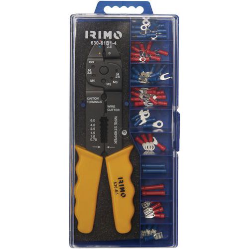 Irimo - Pince à sertir bornes isolées - Jeu 61 bornes - Sertissage professionnel