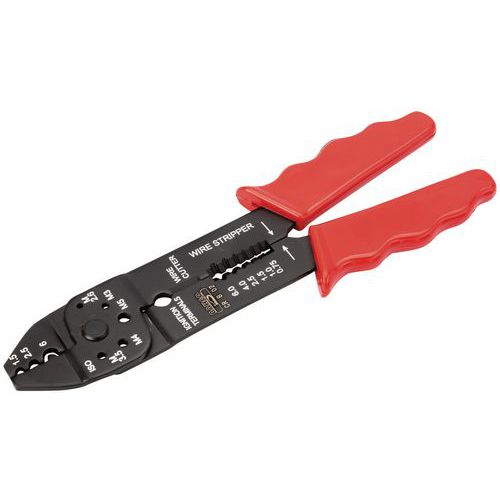 Bahco - Pince à sertir, couper et dénuder - Rouge - 14-10 AWG - Outil polyvalent pour électriciens
