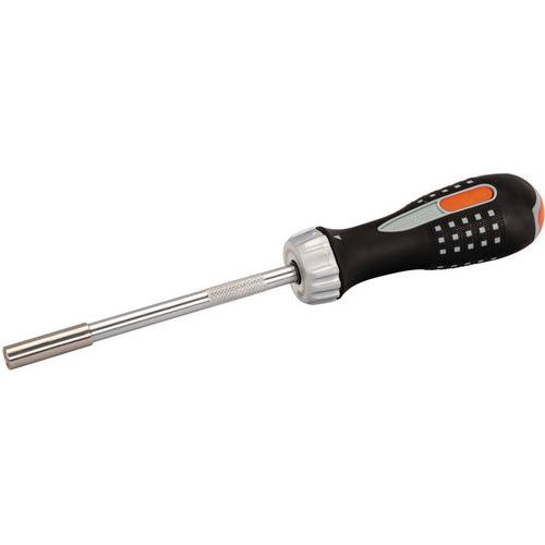 Bahco - Tournevis à cliquet porte-embouts 1/4 125mm - Acier - Idéal pour vis Fente